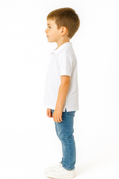 Kız Çocuk Polo Yaka Kısa Kollu T-Shirt Beyaz