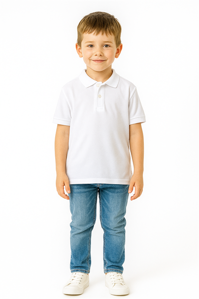 Kız Çocuk Polo Yaka Kısa Kollu T-Shirt Beyaz