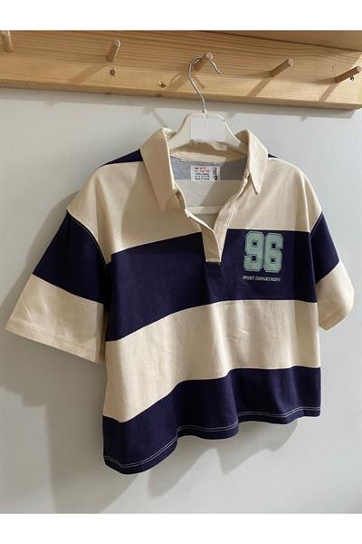 Kız Çocuk Polo Yaka T-Shirt Kısa Lacivert