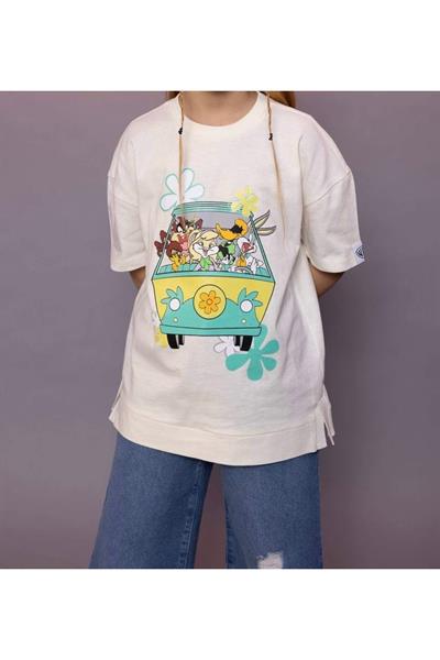 Kız Çocuk T-Shirt Tazmanya Krem