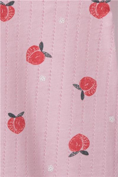 Kız Çocuk Yeni Sezon Elma Desenli Bandanalı Elbise 2Li Pembe