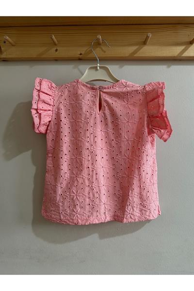 Kız Ocuk Fisto İşlemeli T-Shirt Pembe