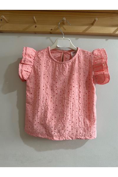 Kız Ocuk Fisto İşlemeli T-Shirt Pembe