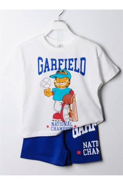Mavi Garfield Alt Üst Takım Mavibeyaz