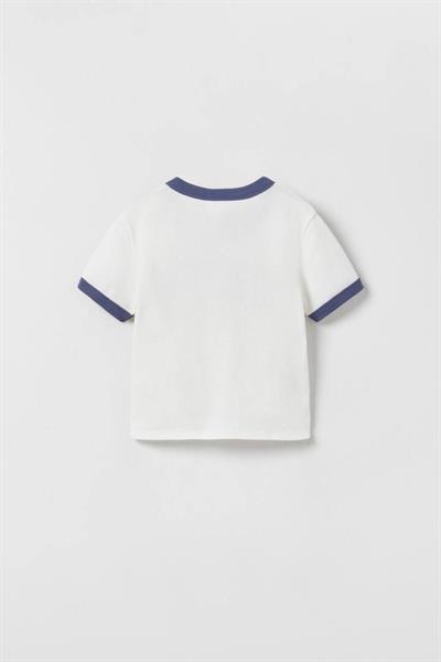 New York Yazılı Crop Tshirt Beyaz