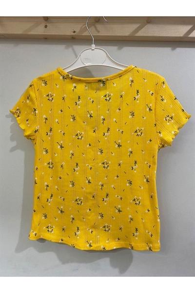 T-Shirt Çicekli Sarı