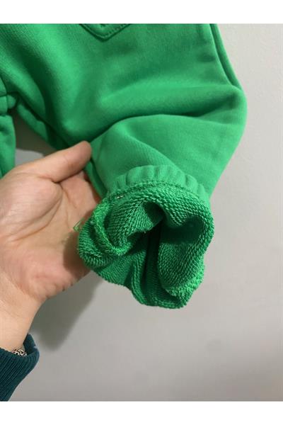 Unisex 3 İplik Pamuklu Kalın Beli Lastikli Eşofman Altı Yeşil