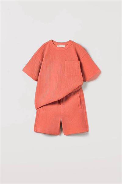 Unisex Çocuk Gofre Takım Turuncu