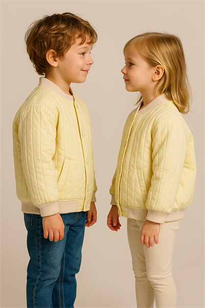 Unisex Kapitone Cıtcıtlık Ceket Krem