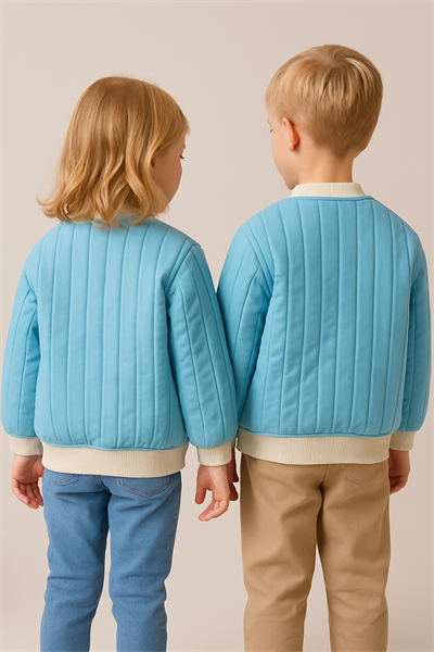 Unisex Kapitone Cıtcıtlık Ceket Mavi
