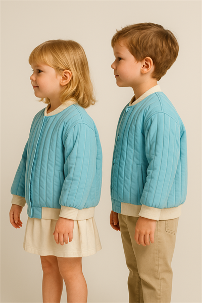 Unisex Kapitone Cıtcıtlık Ceket Mavi
