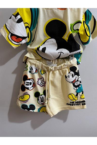 Unısex Mıckey Mouse Çocuk Alt-Üst Takım Sarı