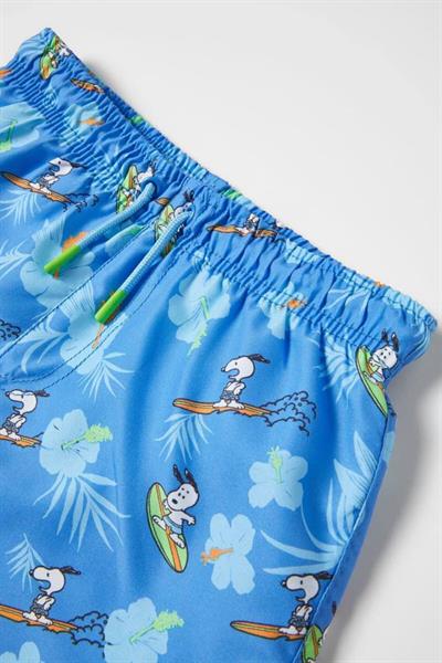 Yeni Sezon Snoopy Desenli Fileli Deniz Şortu Çok Renkli
