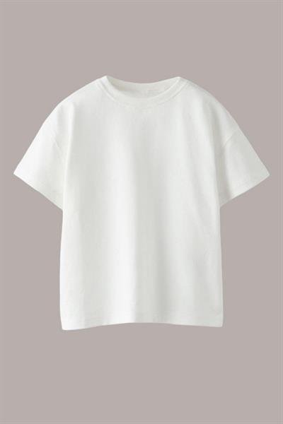 Yeni Sezon Unisex Çocuk Basic Kısa Kollu Pamuklu T-Shirt Beyaz