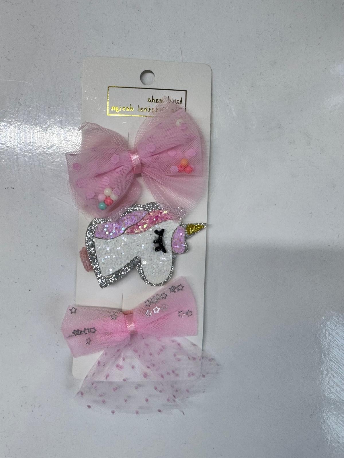 Kız Çocuk 3' lü Unicorn Klips Toka
