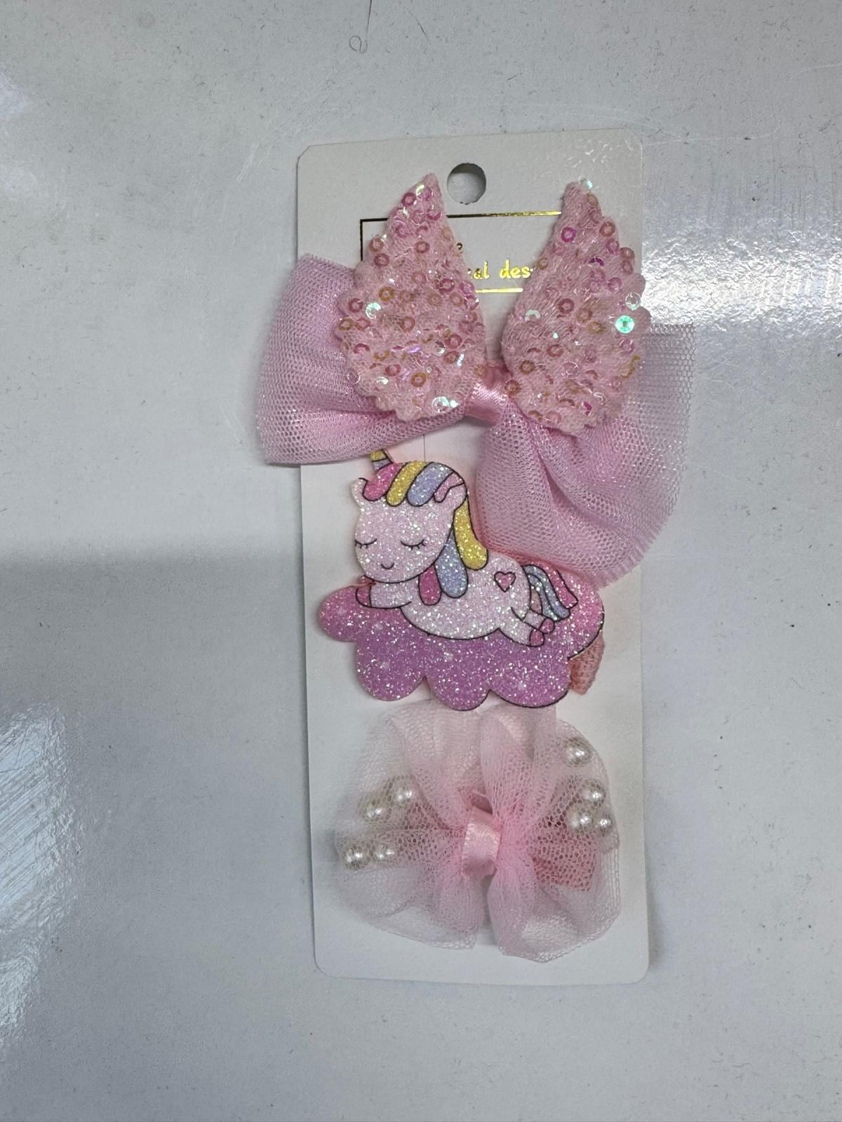 Kız Çocuk 3' lü Unicorn Klips Toka