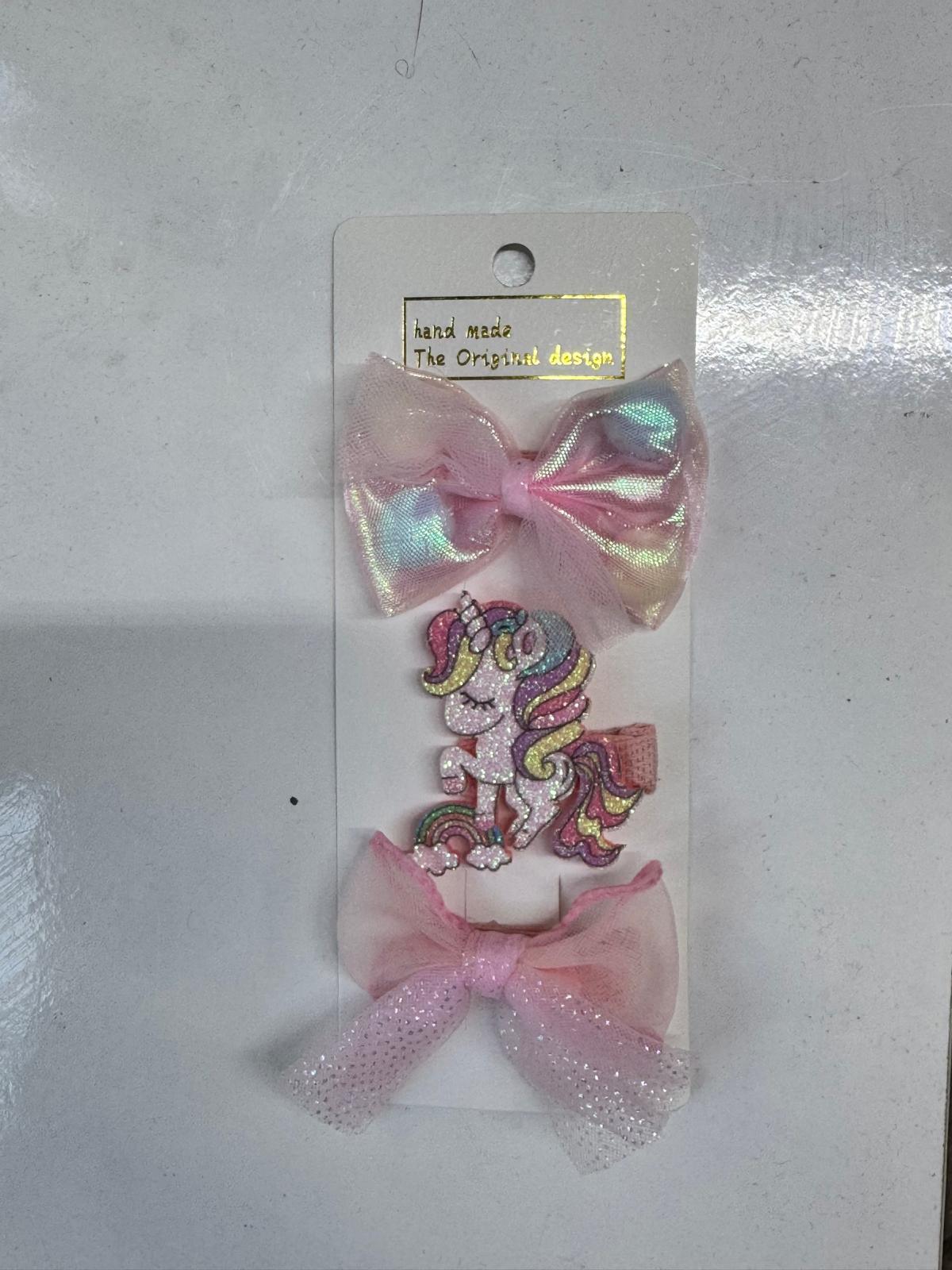 Kız Çocuk 3' lü Unicorn Klips Toka