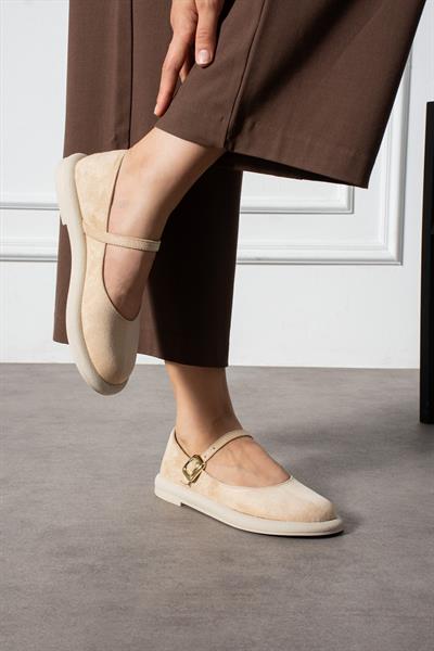 BETY Bej Süet Kadın Loafer