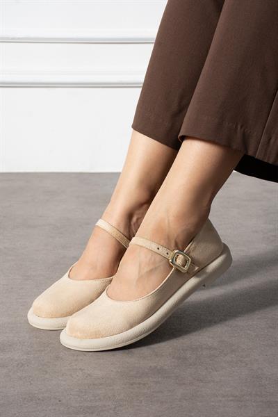 BETY Bej Süet Kadın Loafer