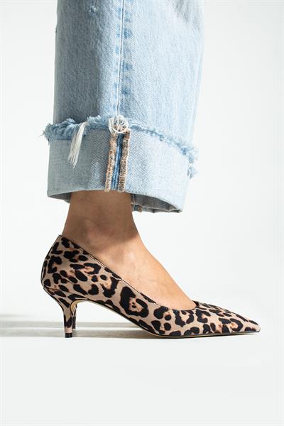 CLARA Leopar Suni Deri Kadın Topuklu