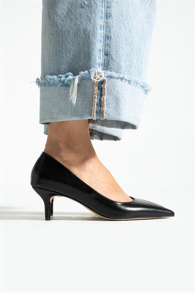 CLARA Siyah Suni Deri Kadın Topuklu