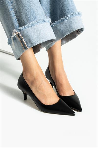 CLARA Siyah Suni Deri Kadın Topuklu