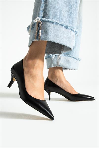 CLARA Siyah Suni Deri Kadın Topuklu