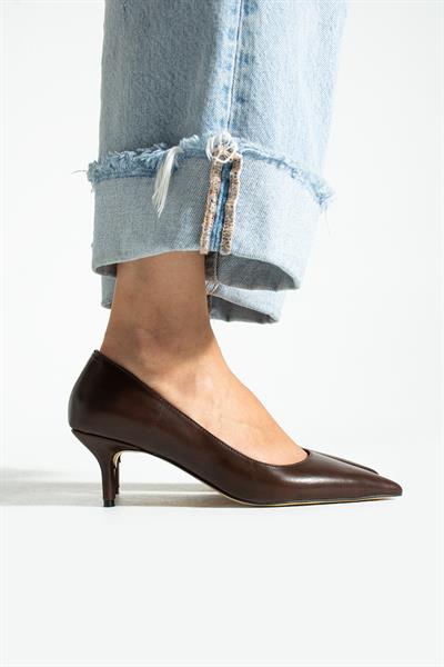 CLARA Kahverengi Suni Deri Kadın Topuklu