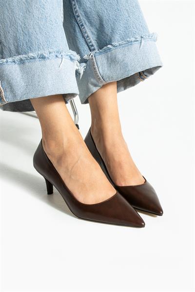 CLARA Kahverengi Suni Deri Kadın Topuklu