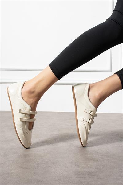 ELVİS Bej Suni Deri Kadın Babet