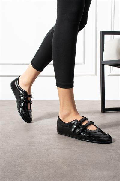 ELVİS Siyah Rugan Kadın Babet