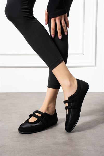 ELVİS Siyah Süet Kadın Babet