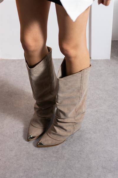 EMİLY Bej Suni Deri Kadın Çizme