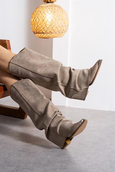 EMİLY Bej Suni Deri Kadın Çizme