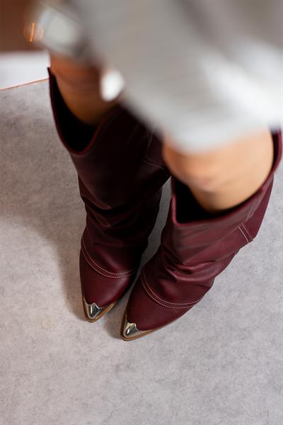 EMİLY Bordo Suni Deri Kadın Çizme