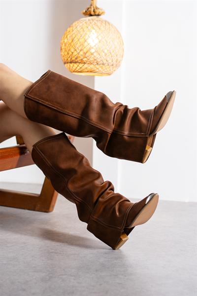 EMİLY Taba Suni Deri Kadın Çizme