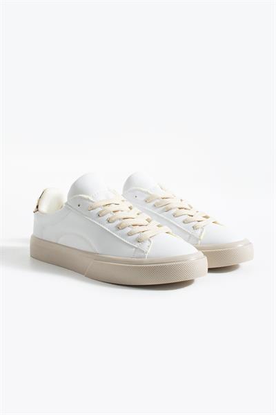 LENA Beyaz-Leopar Suni Deri Kadın Sneakers