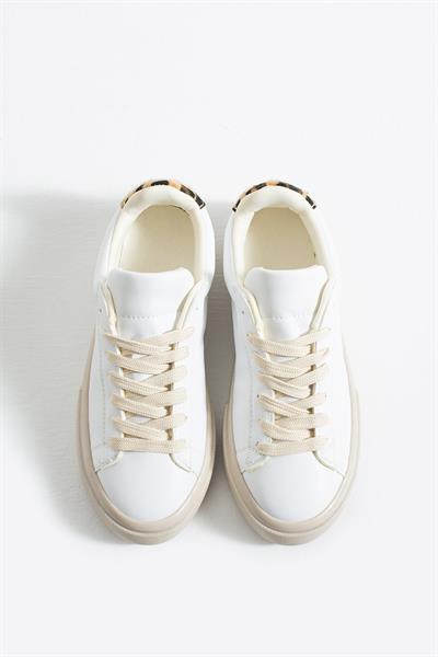 LENA Beyaz-Leopar Suni Deri Kadın Sneakers