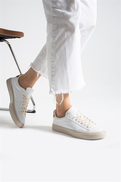 LENA Beyaz-Leopar Suni Deri Kadın Sneakers