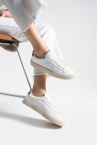 LENA Beyaz-Leopar Suni Deri Kadın Sneakers