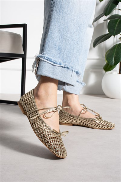 Marta Gold Suni Deri Kadın Babet