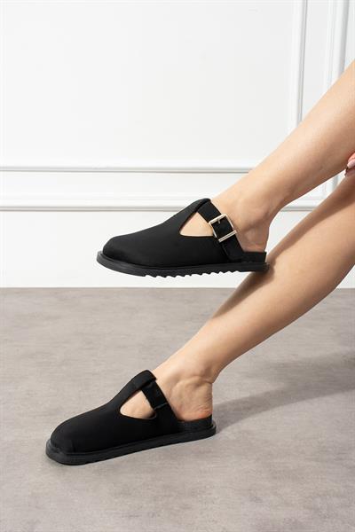 MASSİV Siyah Süet Kadın Terlik