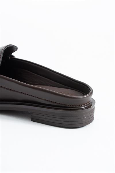 MONTE Sabo Kadın Kahve Cilt Sabo Loafer – Şık Mokasen Terlik Günlük Ayakkabı