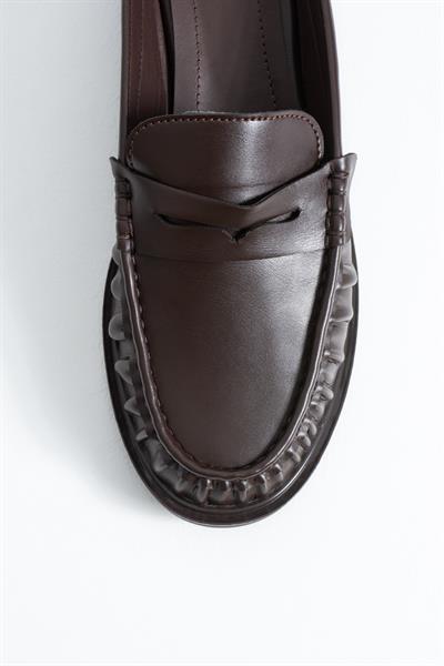 MONTE Sabo Kadın Kahve Cilt Sabo Loafer – Şık Mokasen Terlik Günlük Ayakkabı