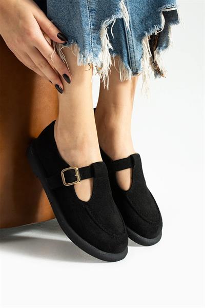 OLİVİA Siyah Süet Kadın Loafer