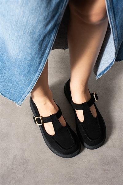 OLİVİA Siyah Süet Kadın Loafer