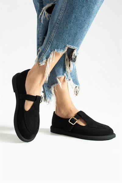 OLİVİA Siyah Süet Kadın Loafer