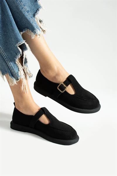 OLİVİA Siyah Süet Kadın Loafer