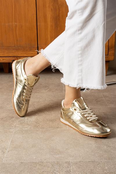 ROSE Gold Suni Deri Kadın Sneakers