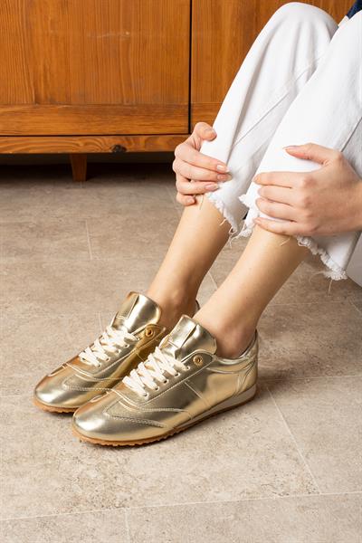 ROSE Gold Suni Deri Kadın Sneakers
